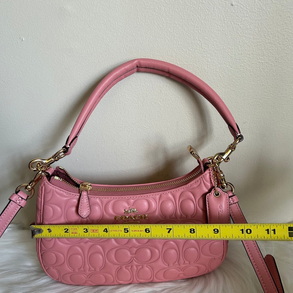 Coach Teri Pink Signature Leather Shoulder Bag Excellent - Picture 7 of 9